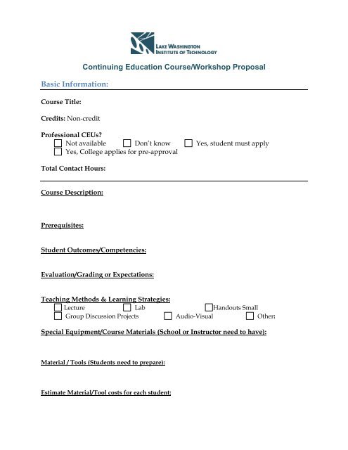 Course Proposal form