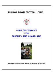 Code of Conduct - Parents and Guardians - Arklow Town FC