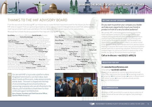 to view and download the IHIF 2013 programme - International Hotel ...