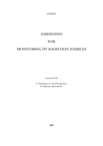 Guidelines Monitoring UV sources - Instrumentation