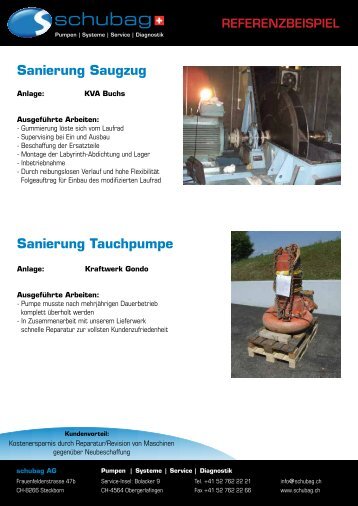 Sanierung Saugzug Sanierung Tauchpumpe - schubag AG