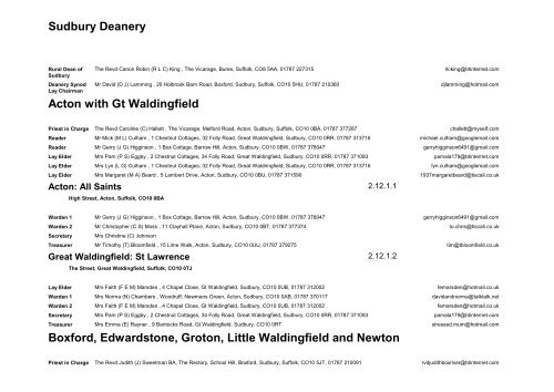 Sudbury Deanery Acton with Gt Waldingfield Boxford, Edwardstone ...