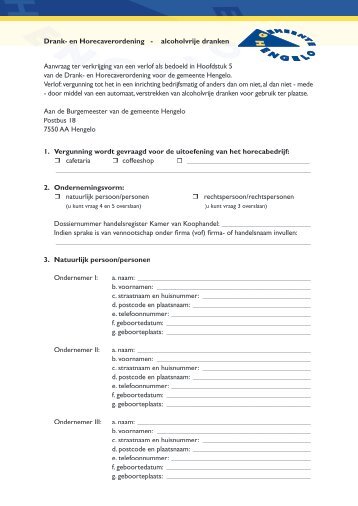 Aanvraag ter verkrijging van een verlof als bedoeld in Hoofdstuk 5 ...