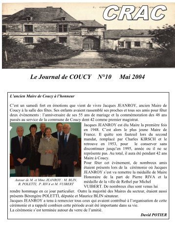 Le Journal de COUCY NÂ°10 Mai 2004 - Commune de Coucy