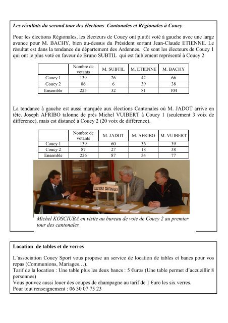 Le Journal de COUCY NÂ°10 Mai 2004 - Commune de Coucy