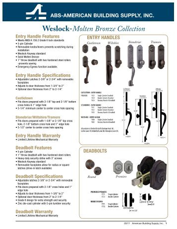 Weslock-Molten Bronze Collection - StudioSupplier
