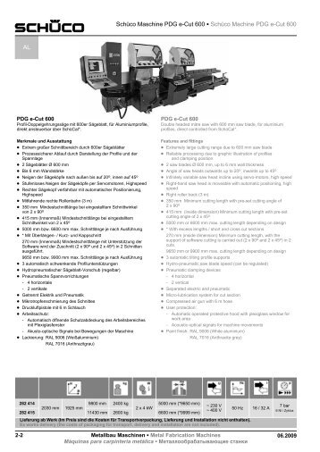 Schüco Maschine PDG e-Cut 600 S Schüco Machine PDG e-Cut ...