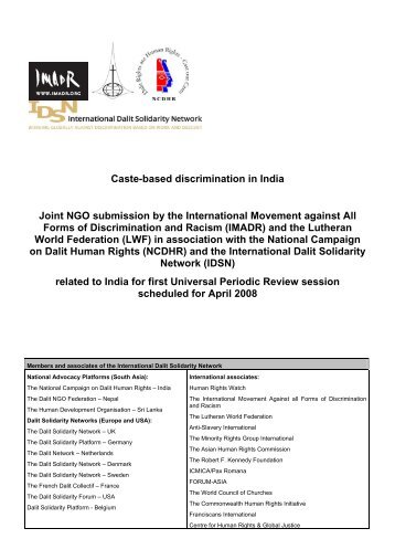 Caste-based discrimination in India Joint NGO submission by the ...