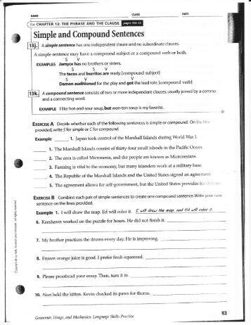 Worksheets Compound Complex Worksheet compound sentences vs complex sentence worksheets simple and fort thomas independent