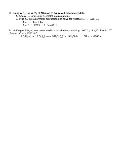 TYPES OF CALORIMETRY PROBLEMS: I. Calculating the specific ...