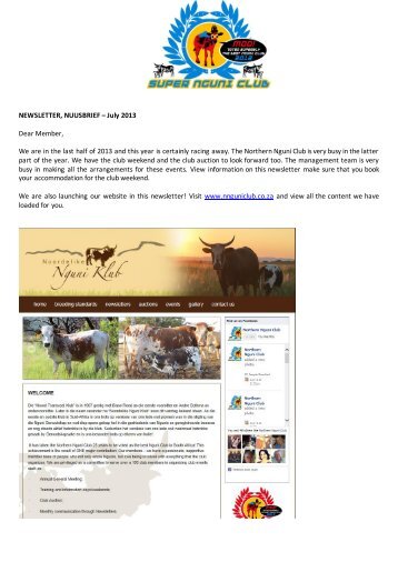 2013 Julie Nuusbrief - The Nguni Cattle Breeders