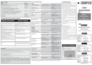 User Instructions DDP15, Digital Display for Panel ... - Fagerberg