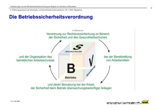 Anforderungen aus der Betriebssicherheitsverordnung ... - Sidi Blume