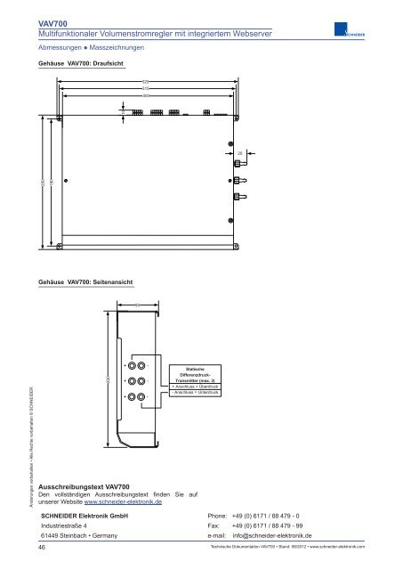 VAV700 Multifunktionaler Volumenstromregler mit integriertem ...