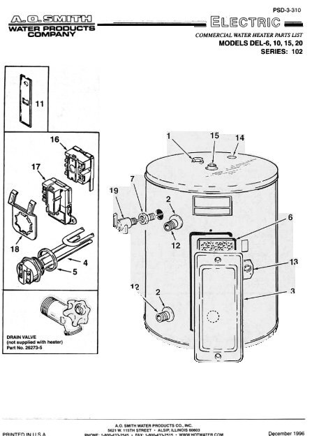 DEL-6, 10, 15, 20 - A.O. Smith Water Heaters