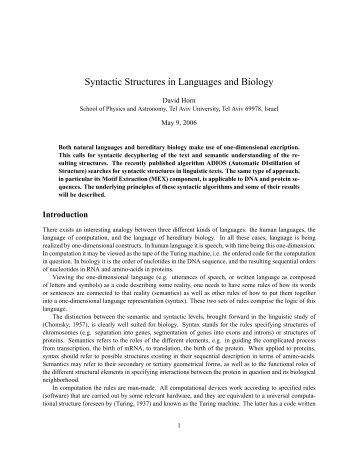 Syntactic Structures in Languages and Biology - ResearchGate
