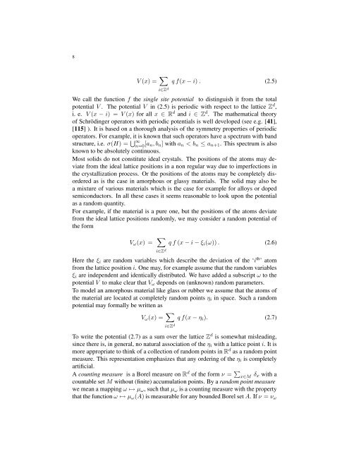 An Invitation to Random Schr¨odinger operators - FernUniversität in ...