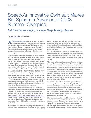 Speedo's Innovative Swimsuit Makes Big Splash In Advance of 2008 ...