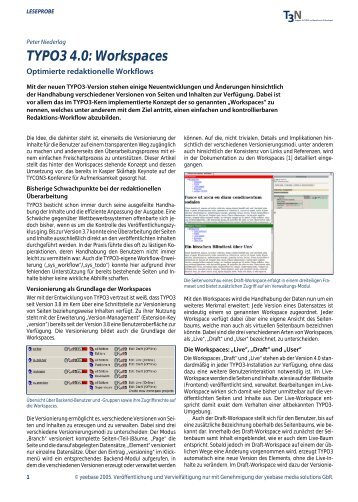 TYPO3 4.0: Workspaces
