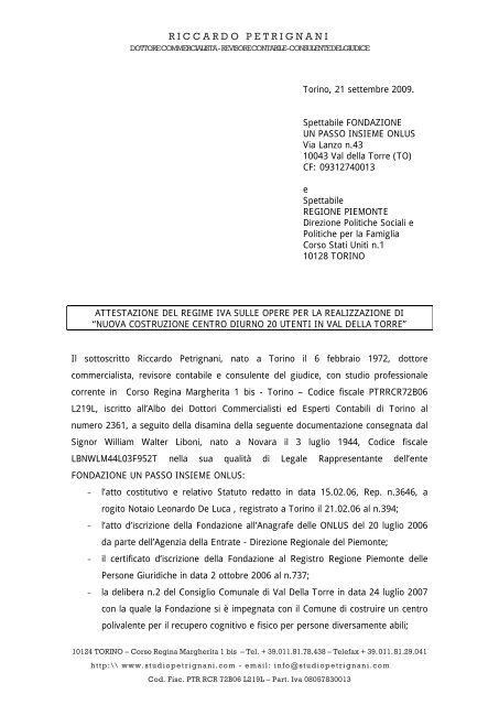 Torino, - fondazione un passo insieme onlus