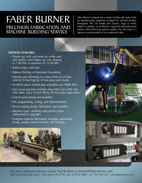 Precision Machine Shop Fabrication - Brochure - Faber Burner ...