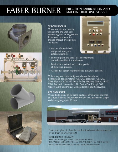 Precision Machine Shop Fabrication - Brochure - Faber Burner ...