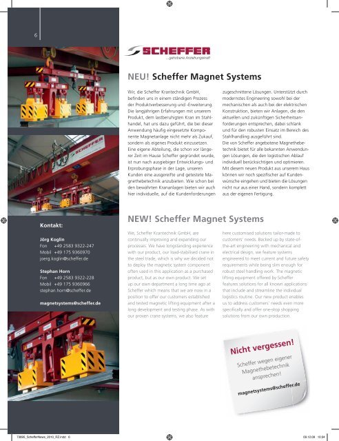 NEU! Scheffer Magnet Systems NEW! Scheffer Magnet Systems