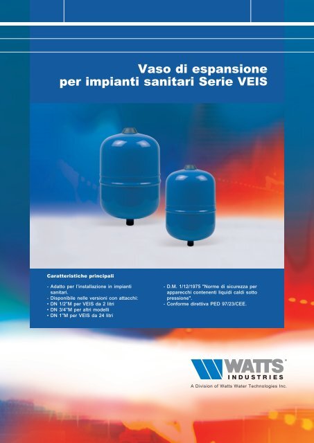 Vaso di espansione per impianti sanitari Serie VEIS - Watts Industries