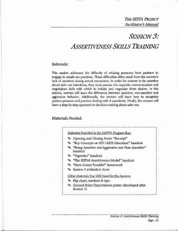 SESSION3: ASSERTIVENESS SKILLS TRAINING - CFAR