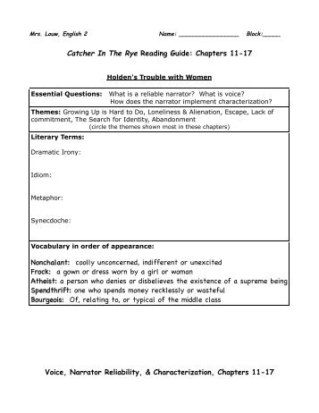 rye catcher guide chapters nonchalant