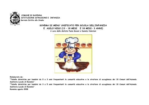 schema di menu' unificato per scuola dell'infanzia e asilo nido (13 ...