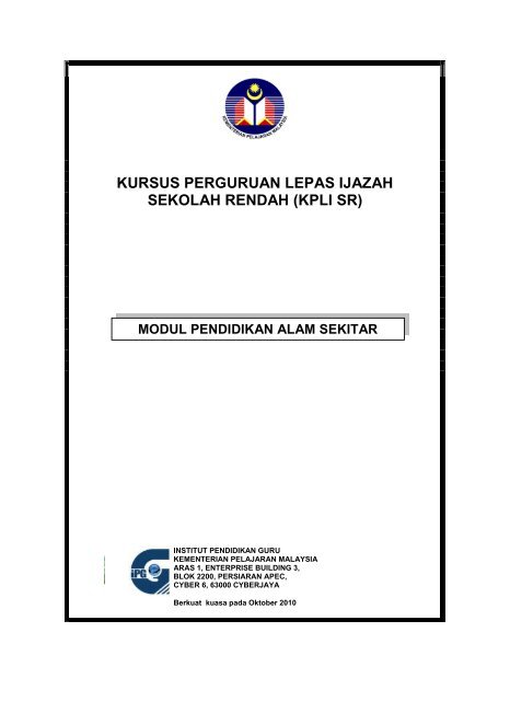 Modul Pendidikan Alam Sekitar - Laman Web Rasmi IPGM Kampus ...