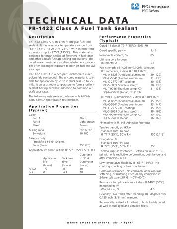 PR-1422 Class A Fuel Tank Sealant - PPG Industries
