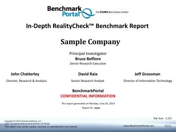 Sample 40-KPI Benchmark Report - BenchmarkPortal