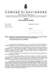 Lettera trasmissione richiesta preventivo - Comune di Savignone