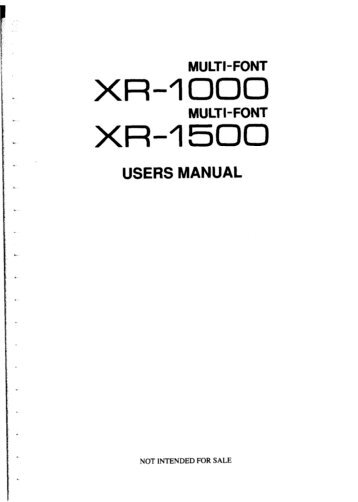 XR-1000/1500 USERS MANUAL