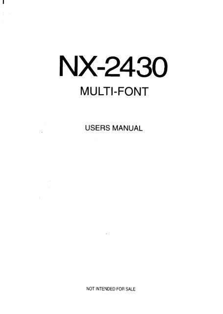 User's Manual NX-2430