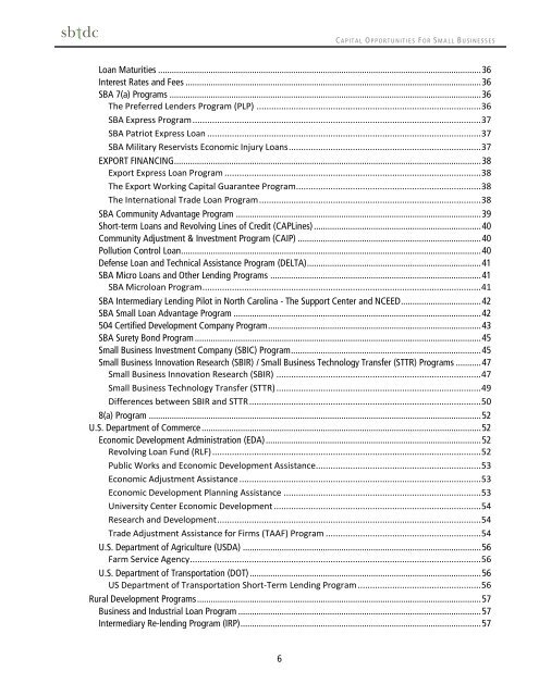Capital Opportunities for Small Businesses - sbtdc