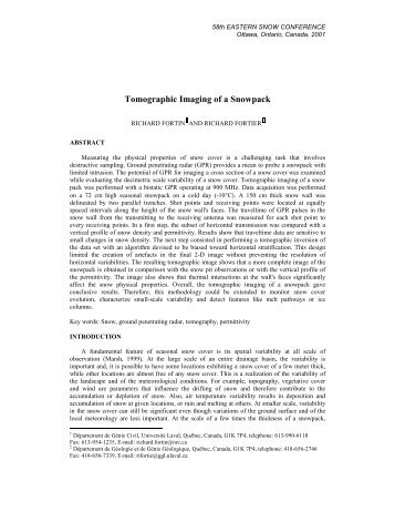 Tomographic Imaging of a Snowpack - Eastern Snow Conference