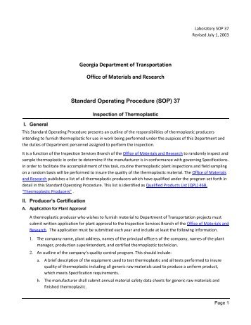 Standard Operating Procedure (SOP) 37 - the GDOT