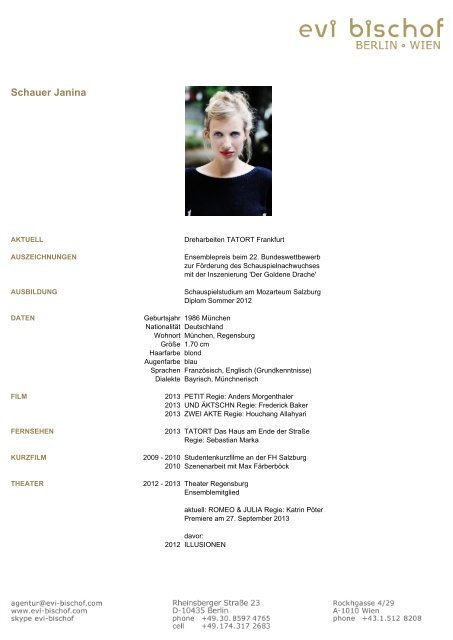 Schauer Janina Agentur Evi Bischof
