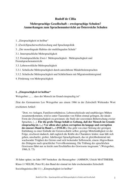 Einsprachigkeit ist heilbar - schulpartner.info