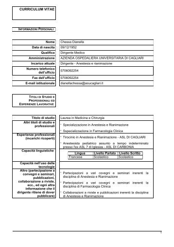 Chessa Dianella - Servizio Anestesia e Rianimazione - AouCagliari