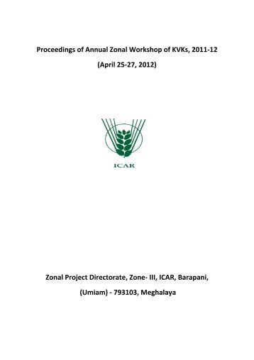 Proceedings of Annual Zonal Workshop of KVKs, 2011-12 (April 25 ...