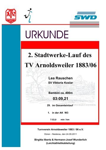 Urkunden Bambini Lauf - TV Arnoldsweiler 1883/06 e.V.