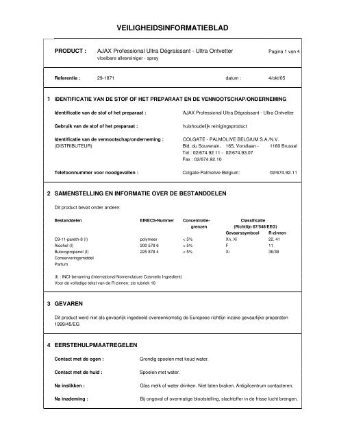 veiligheidsinformatieblad