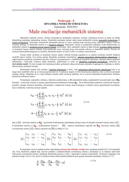 predavanje-8 2011 dinamika - male oscilacije