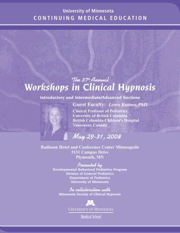 Workshops in Clinical Hypnosis - University of Minnesota ...