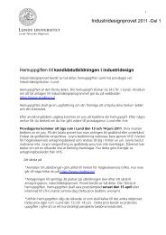 hemuppgiften 2011 - Industridesignskolan - Lunds Tekniska HÃ¶gskola