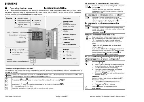 Manual termostato siemens landis & staefa hotsell